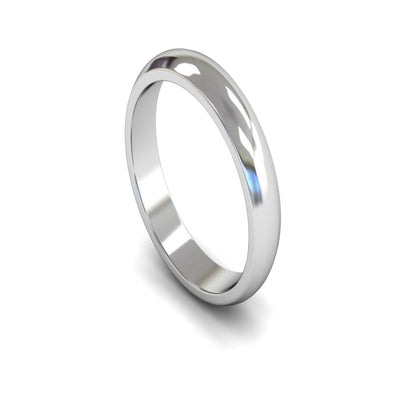 Platinum D-shape Wedding Ring 4mm - Medium Weight