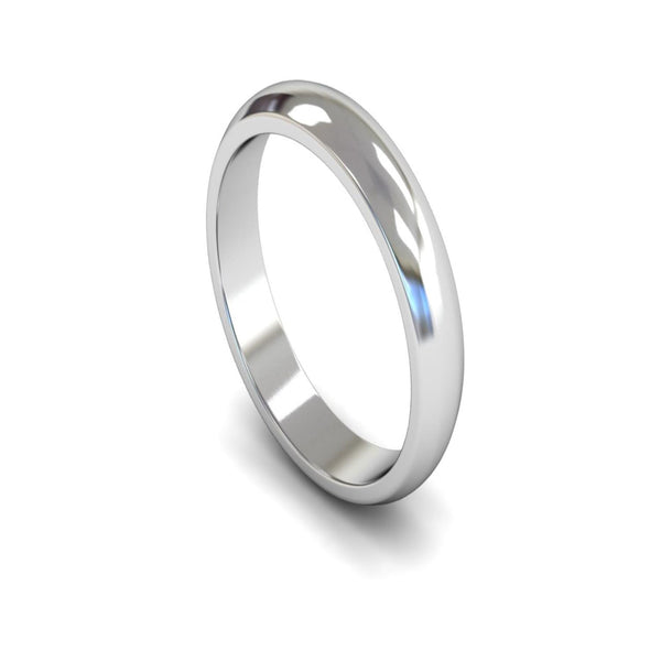 Platinum D-shape Wedding Ring 4mm - Medium Weight