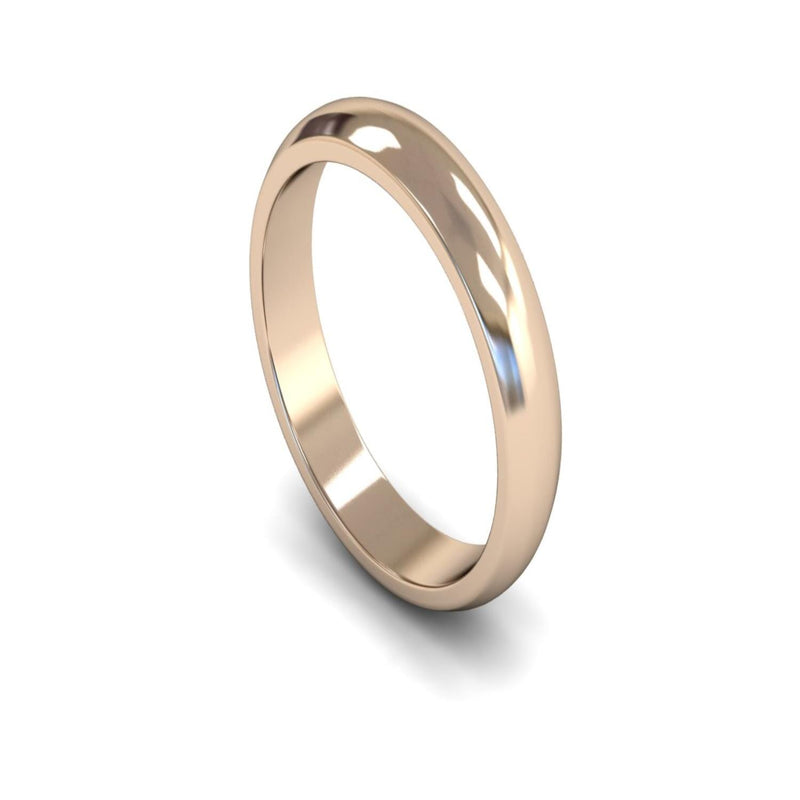 18ct Rose Gold D-shape Wedding Ring 4mm - Medium Weight