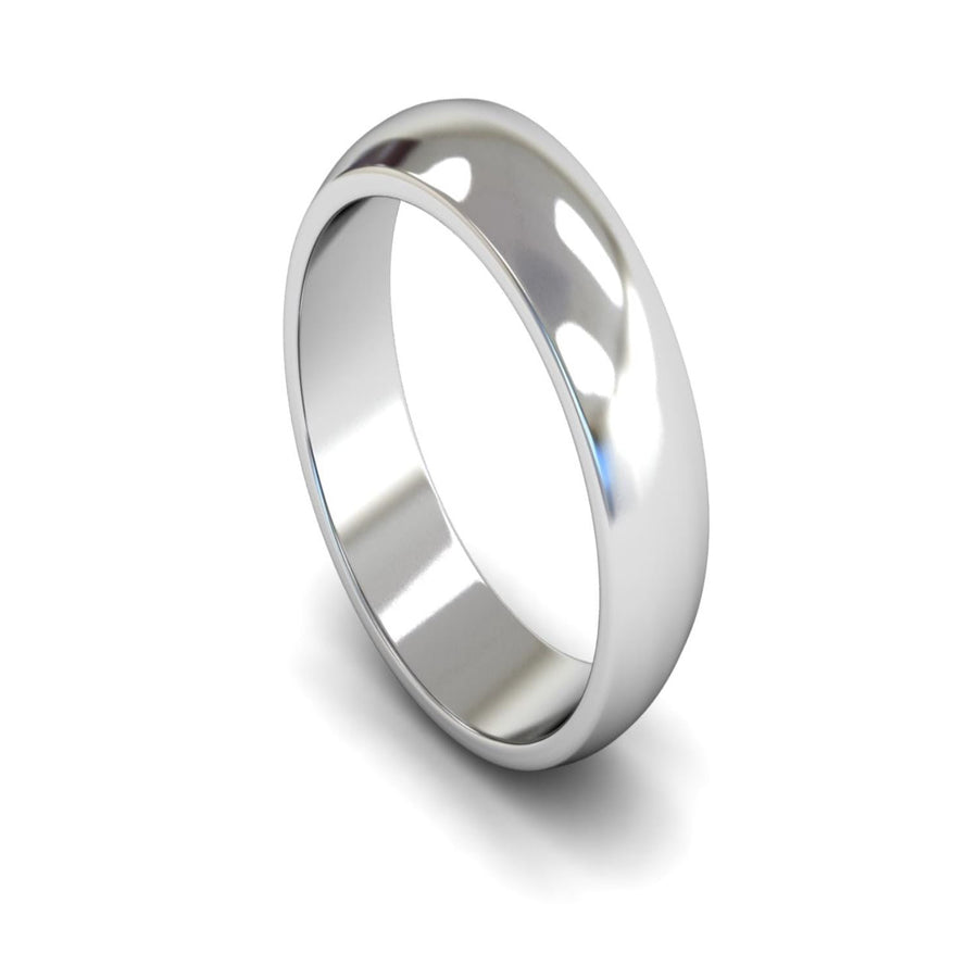 18ct White Gold D-shape Wedding Ring 6mm - Medium Weight