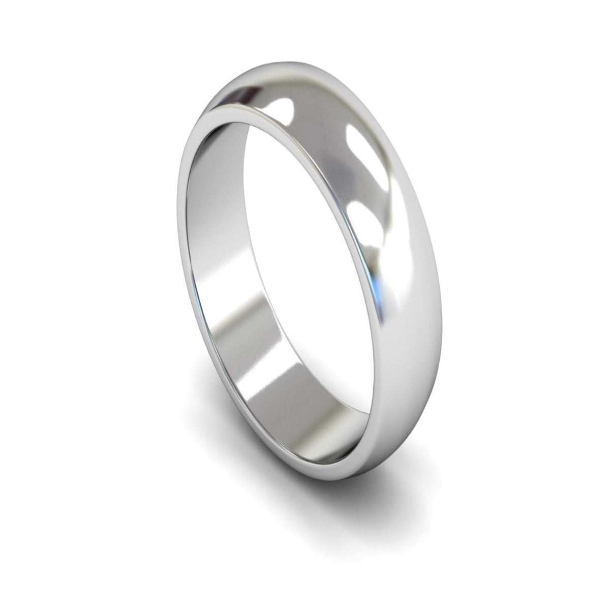 14ct White Gold D-shape Wedding Ring 6mm - Medium Weight