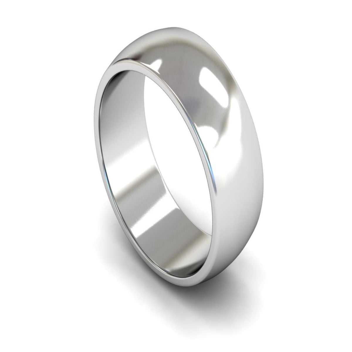 9ct White Gold D-shape Wedding Ring 9mm - Medium Weight