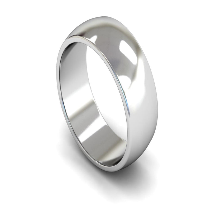 Platinum D-shape Wedding Ring 10mm - Medium Weight