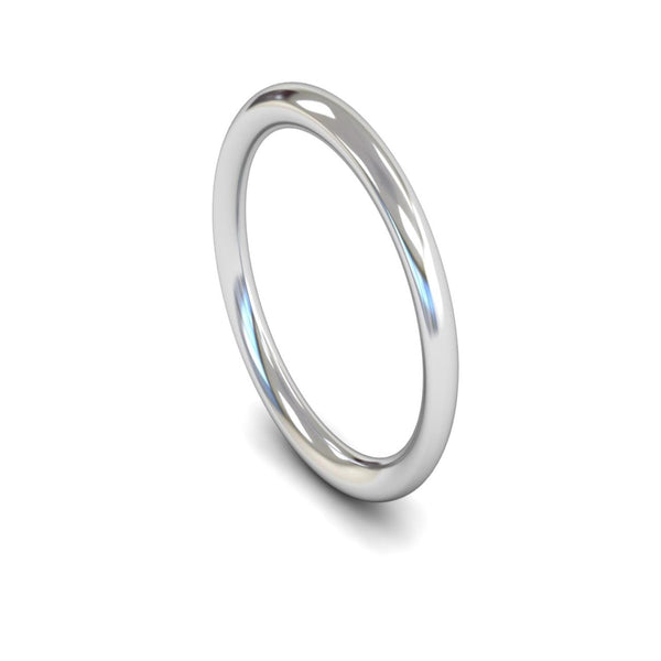 18ct White Gold Traditional Court Wedding Ring 2.5mm - Heavy Weight