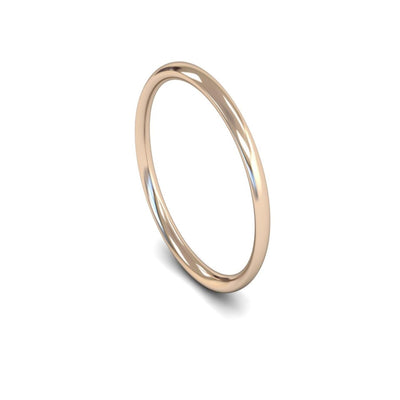 18ct Rose Gold Traditional Court Wedding Ring 1.5mm - Light Weight