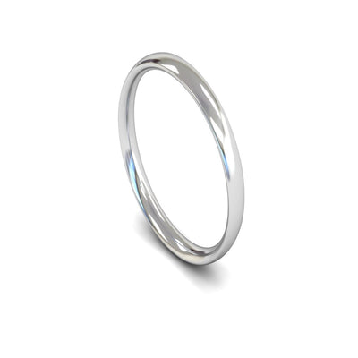 9ct White Gold Traditional Court Wedding Ring 2.5mm - Light Weight