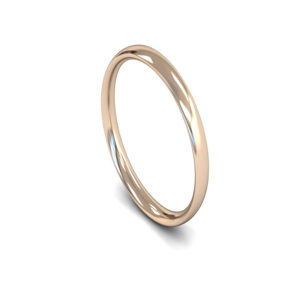 14ct Rose Gold Traditional Court Wedding Ring 2.5mm - Light Weight