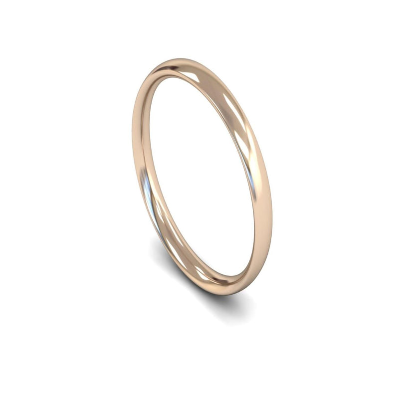 14ct Rose Gold Traditional Court Wedding Ring 2.5mm - Light Weight