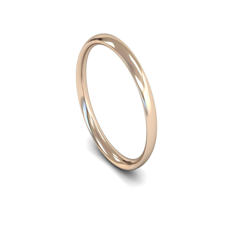 18ct Rose Gold Traditional Court Wedding Ring 2.5mm - Light Weight