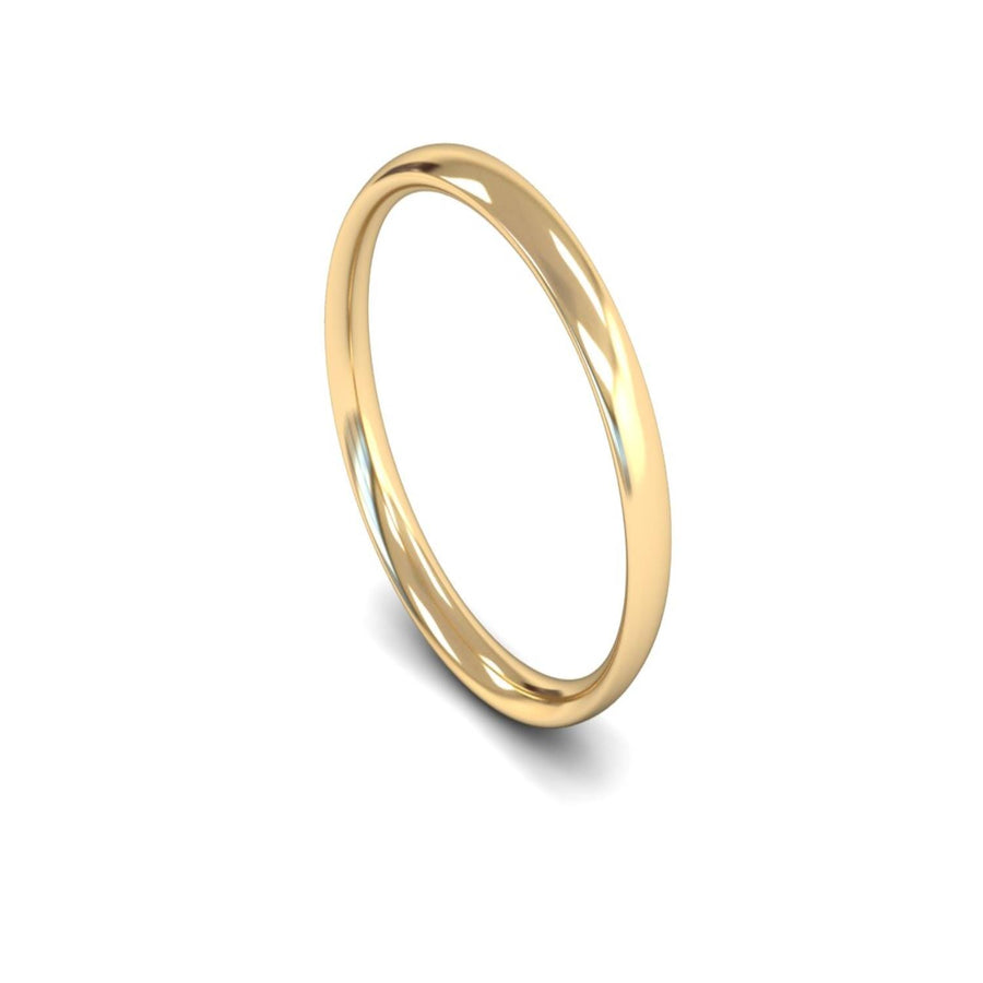 9ct Yellow Gold Traditional Court Wedding Ring 2.5mm - Light Weight