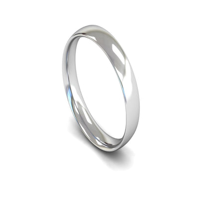 9ct White Gold Traditional Court Wedding Ring 4mm - Light Weight