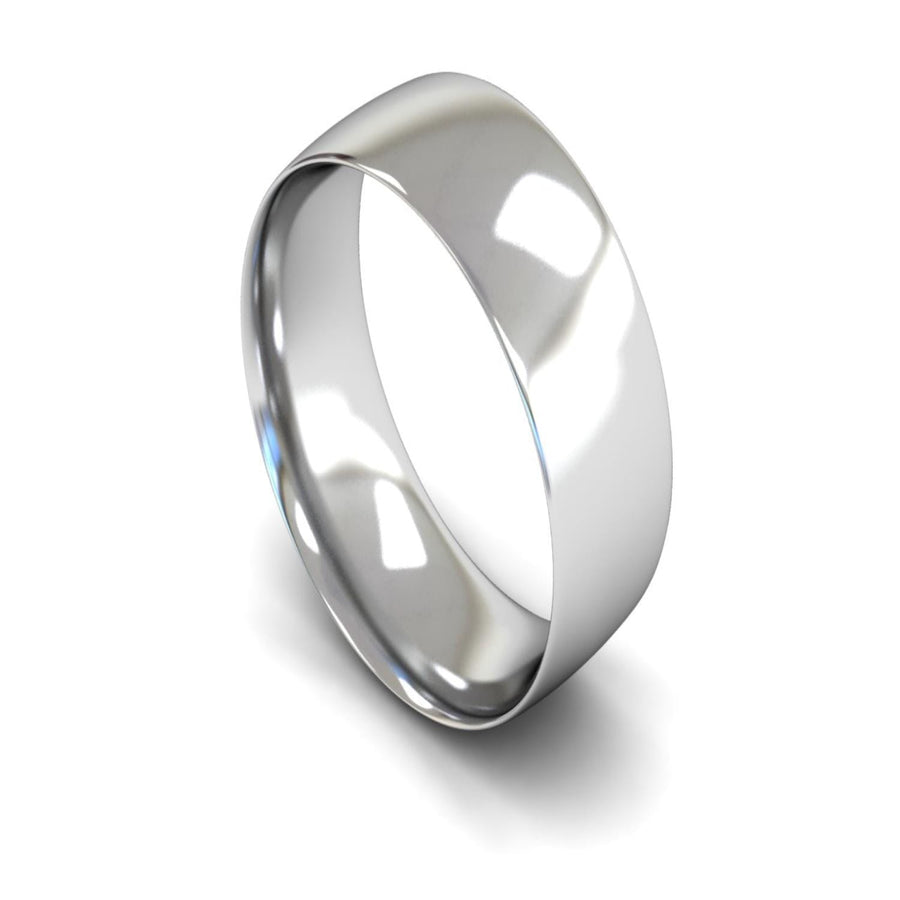 14ct White Gold Traditional Court Wedding Ring 9mm - Light Weight