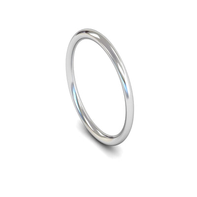 14ct White Gold Traditional Court Wedding Ring 2mm - Medium Weight