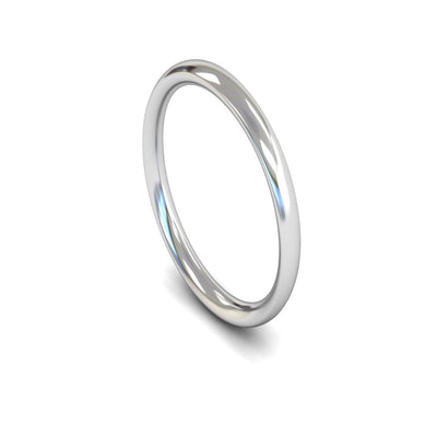14ct White Gold Traditional Court Wedding Ring 2.5mm - Signature Weight