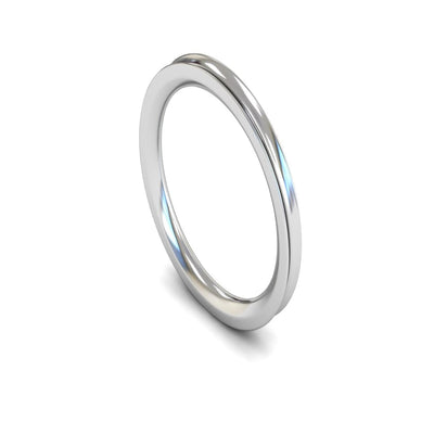 14ct White Gold Concave Wedding Ring 2mm - Heavy Weight