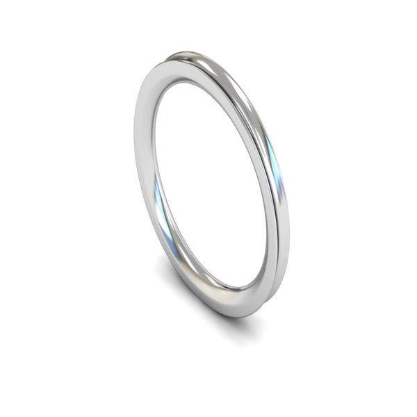 14ct White Gold Concave Wedding Ring 2mm - Heavy Weight