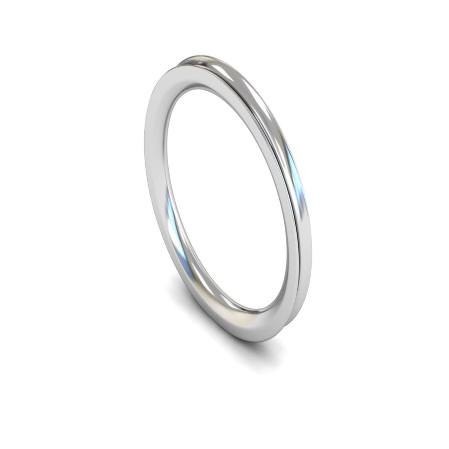 9ct White Gold Concave Wedding Ring 2mm - Heavy Weight
