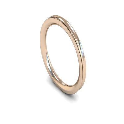 9ct Rose Gold Concave Wedding Ring 2mm - Heavy Weight