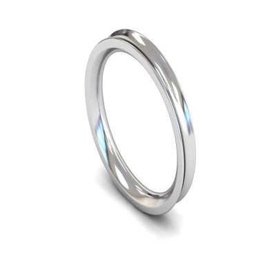 Platinum Concave Wedding Ring 3mm - Heavy Weight