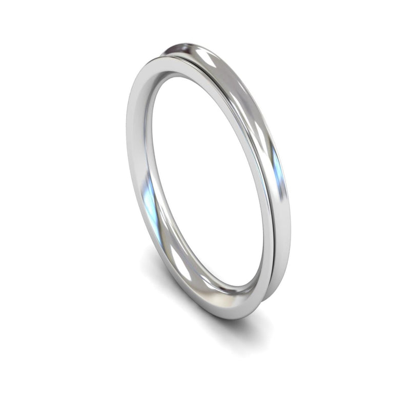 Platinum Concave Wedding Ring 3mm - Heavy Weight