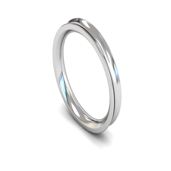 14ct White Gold Concave Wedding Ring 3mm - Heavy Weight