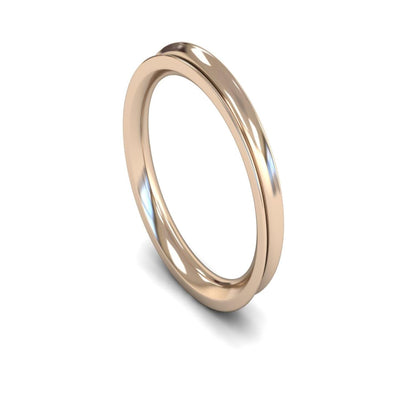 9ct Rose Gold Concave Wedding Ring 3mm - Heavy Weight