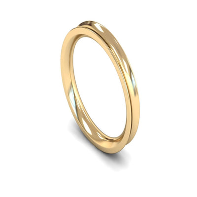 14ct Yellow Gold Concave Wedding Ring 3mm - Heavy Weight