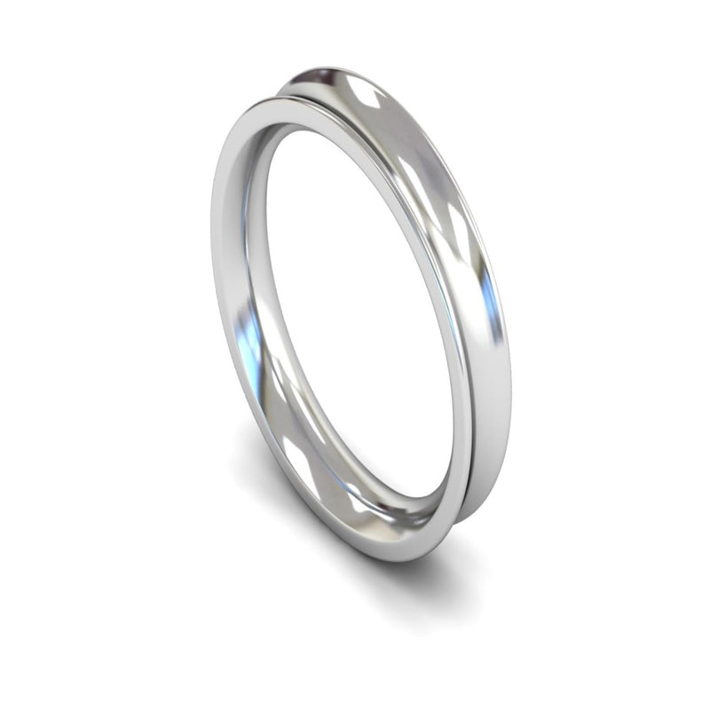 Platinum Concave Wedding Ring 4mm - Heavy Weight