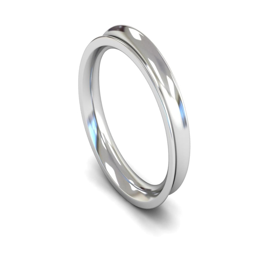 14ct White Gold Concave Wedding Ring 4mm - Heavy Weight