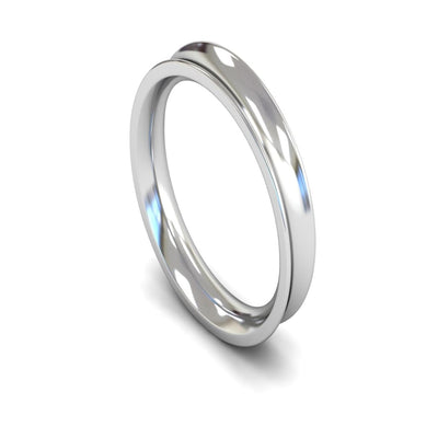 18ct White Gold Concave Wedding Ring 4mm - Heavy Weight