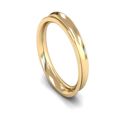 14ct Yellow Gold Concave Wedding Ring 4mm - Heavy Weight