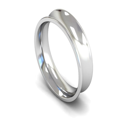 14ct White Gold Concave Wedding Ring 6mm - Heavy Weight