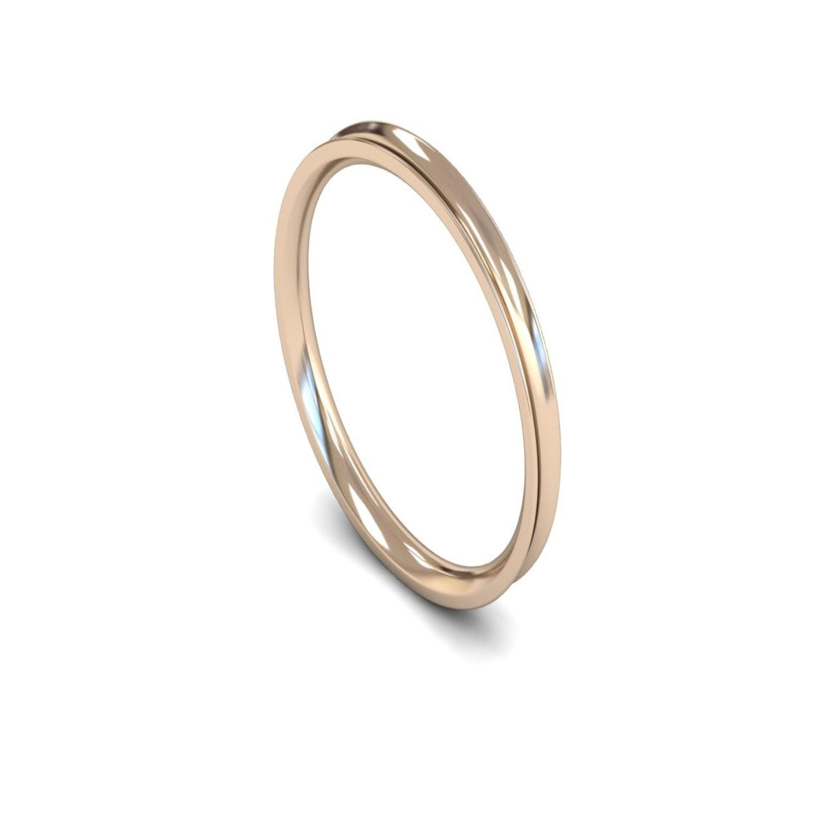 9ct Rose Gold Concave Wedding Ring 2mm - Light Weight