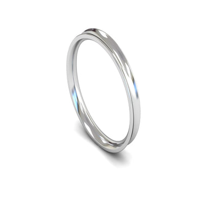 Platinum Concave Wedding Ring 2.5mm - Light Weight