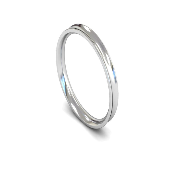 14ct White Gold Concave Wedding Ring 2.5mm - Light Weight