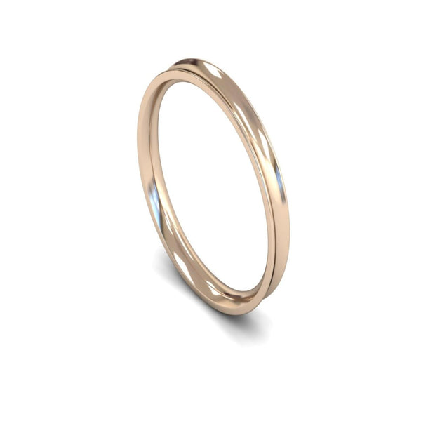 18ct Rose Gold Concave Wedding Ring 2.5mm - Light Weight