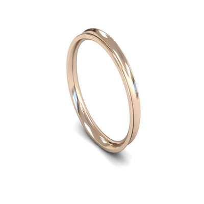 9ct Rose Gold Concave Wedding Ring 2.5mm - Light Weight