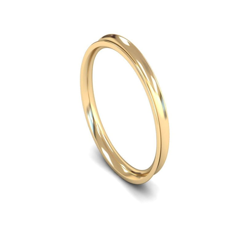 9ct Yellow Gold Concave Wedding Ring 2.5mm - Light Weight