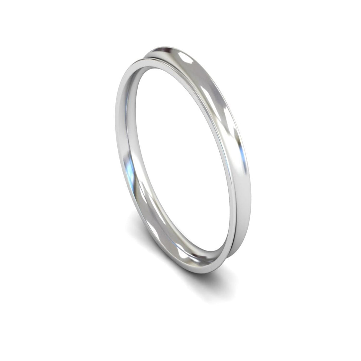 Platinum Concave Wedding Ring 3mm - Light Weight