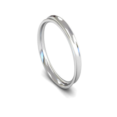 Platinum Concave Wedding Ring 3mm - Light Weight