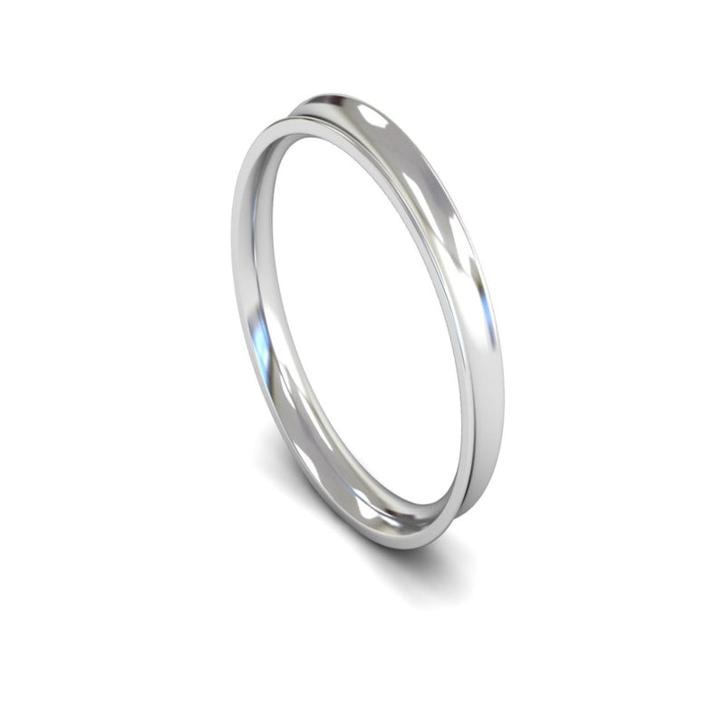 Platinum Concave Wedding Ring 3mm - Light Weight