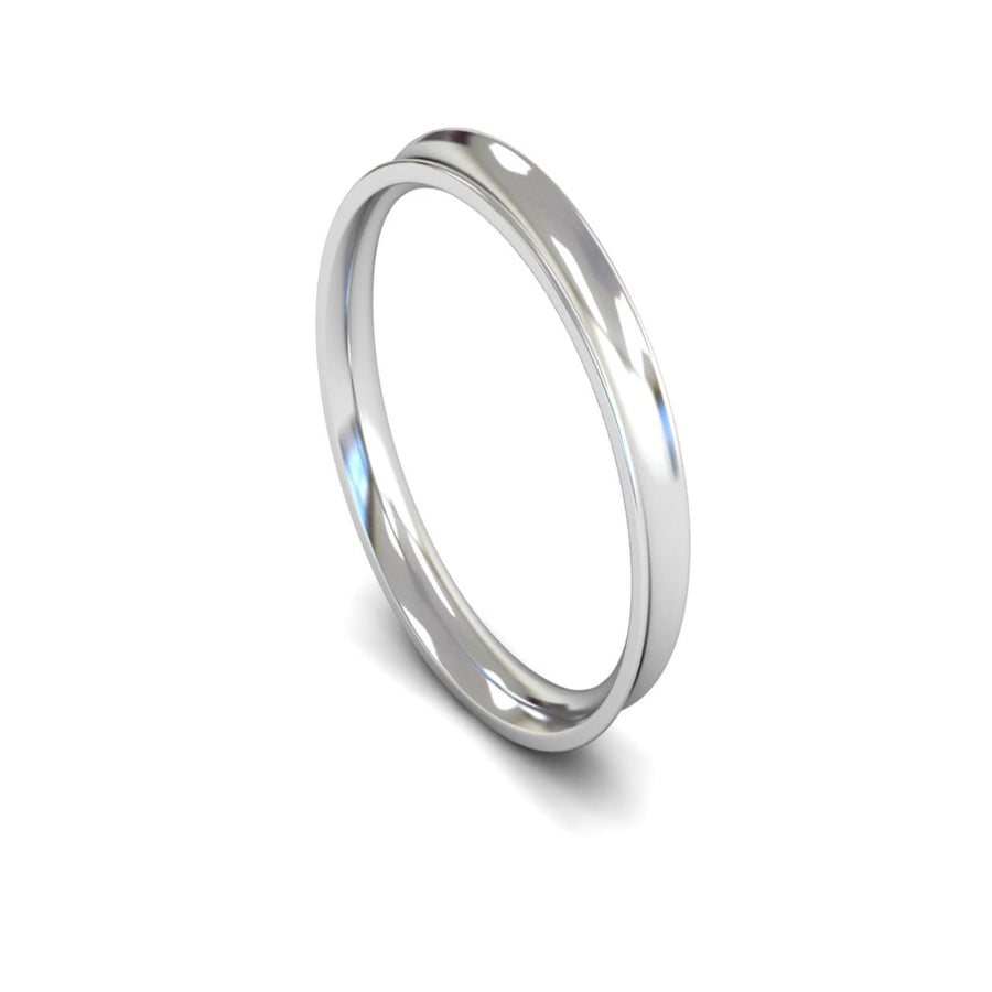 9ct White Gold Concave Wedding Ring 3mm - Light Weight