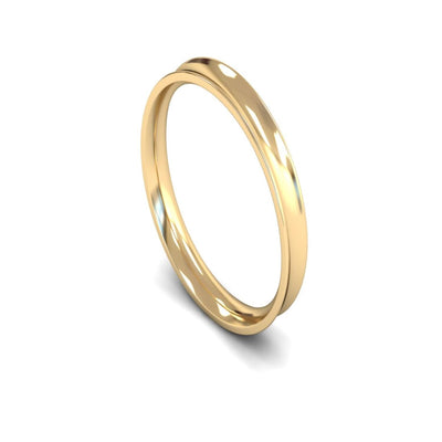 14ct Yellow Gold Concave Wedding Ring 3mm - Light Weight