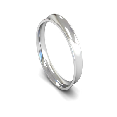 Platinum Concave Wedding Ring 4mm - Light Weight