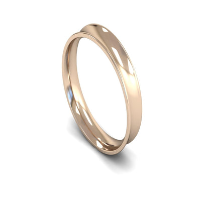 9ct Rose Gold Concave Wedding Ring 4mm - Light Weight