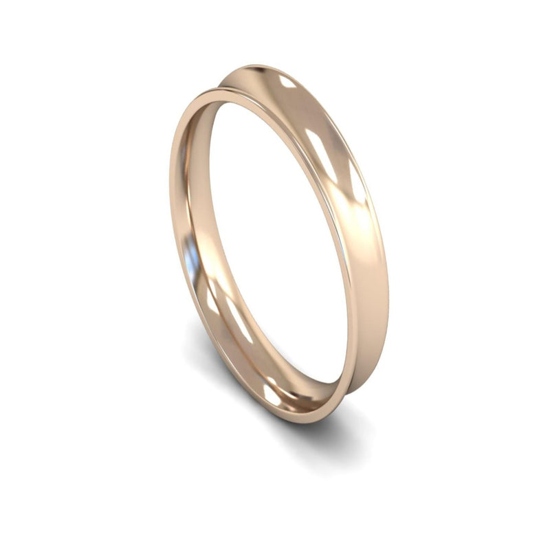 9ct Rose Gold Concave Wedding Ring 4mm - Light Weight