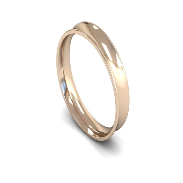 14ct Rose Gold Concave Wedding Ring 4mm - Light Weight