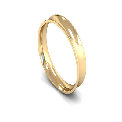 14ct Yellow Gold Concave Wedding Ring 4mm - Light Weight