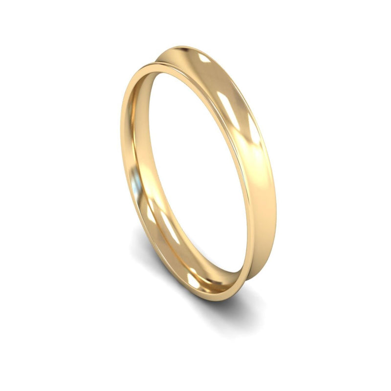 14ct Yellow Gold Concave Wedding Ring 4mm - Light Weight