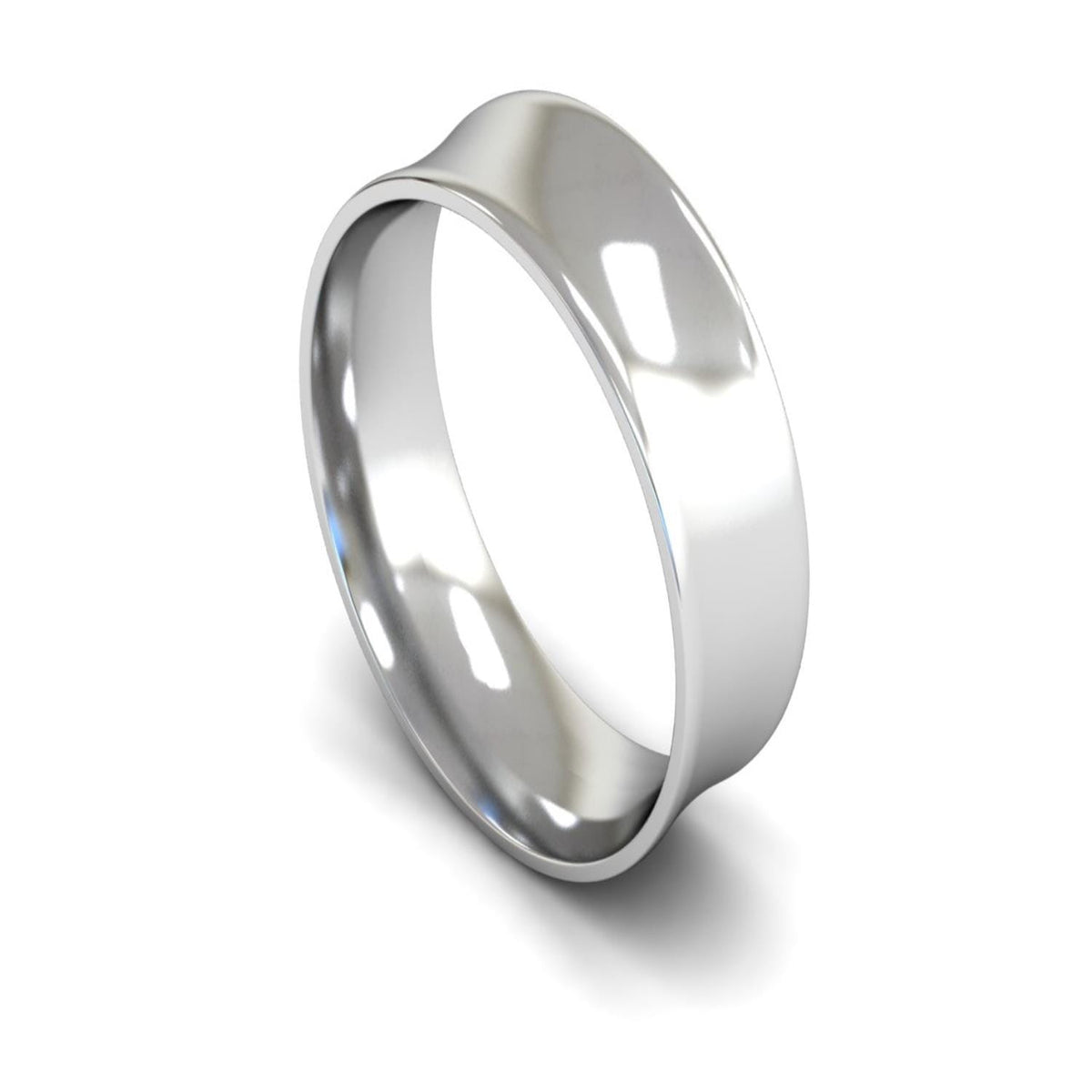 Platinum Concave Wedding Ring 7mm - Light Weight